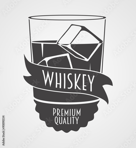 Whiskey logo with glass and ice
