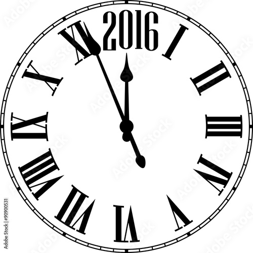 Happy 2016 year. Vintage clock.