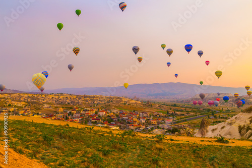 Hot air balloon flying in Cappadocia, Turkey