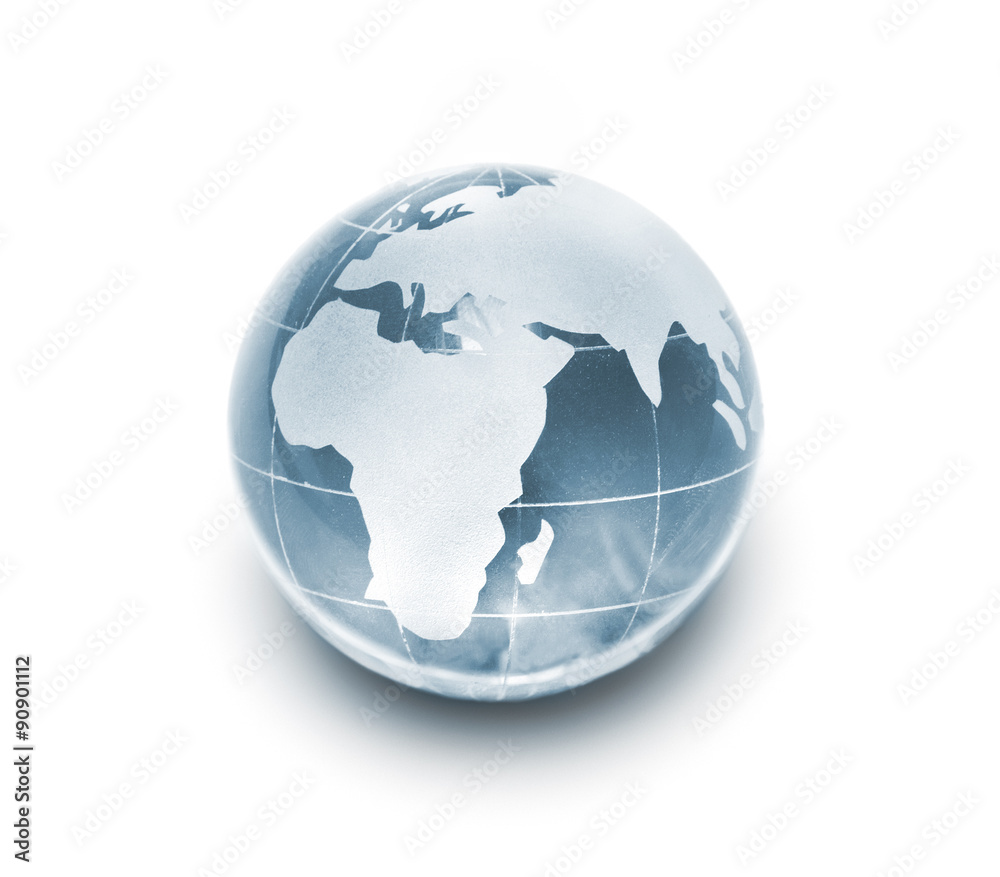 Fototapeta premium glass globe isolated on white background