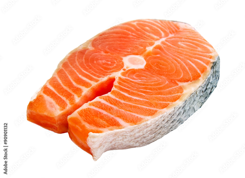 salmon steak isolated on white background salmon steak isolated on white background