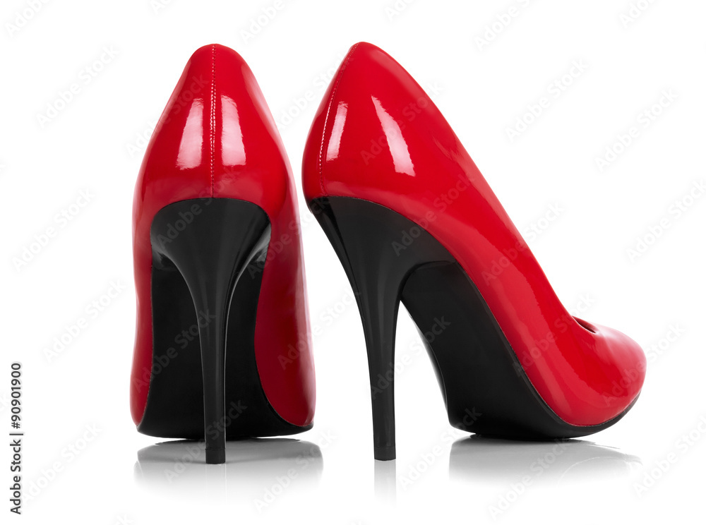 Red and black sole high heels isolated on white. with Clipping path. Red and black sole high heels isolated on white. with Clipping path.