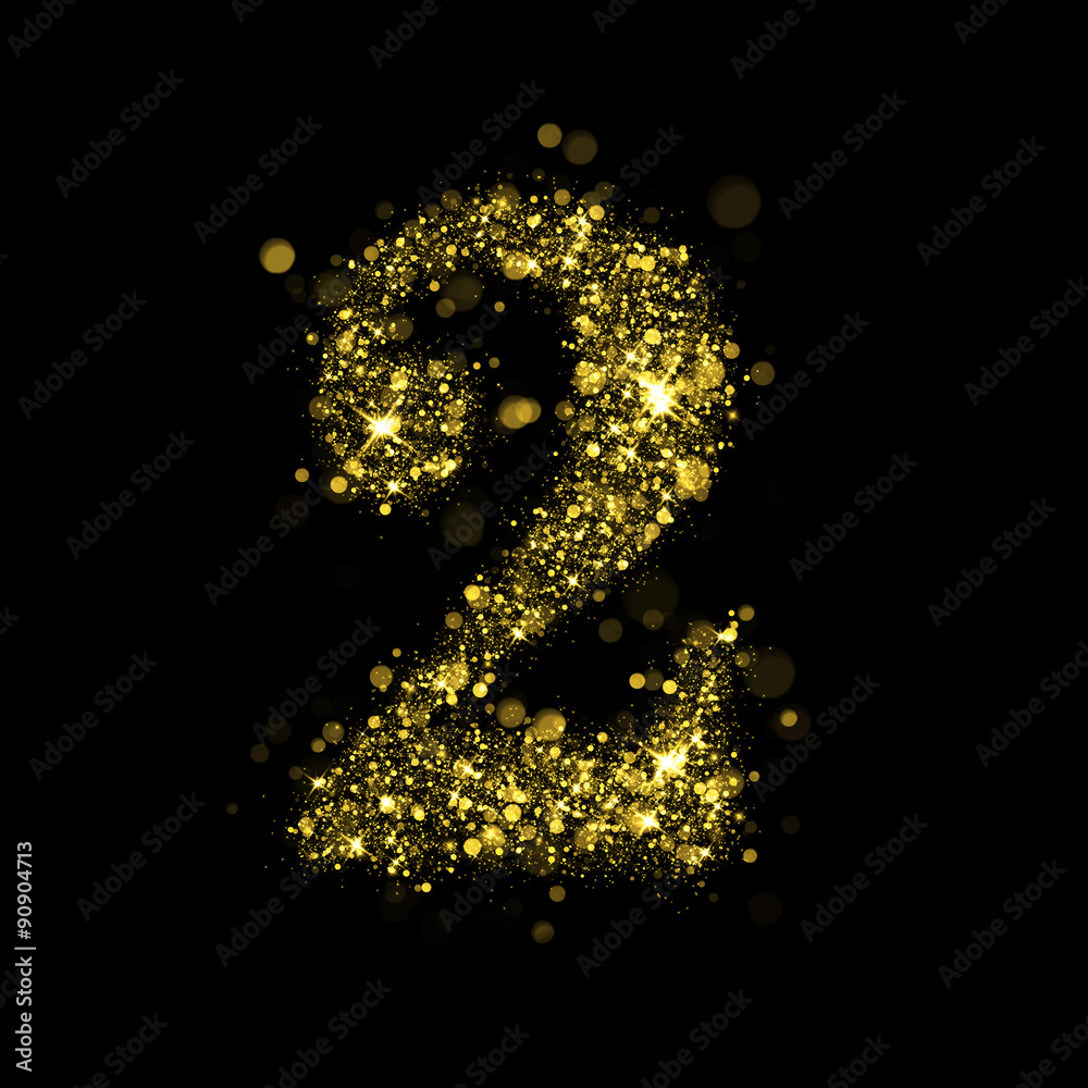 Sparkling number 2 of glittering stars bokeh Sparkling number 2 of glittering stars bokeh
