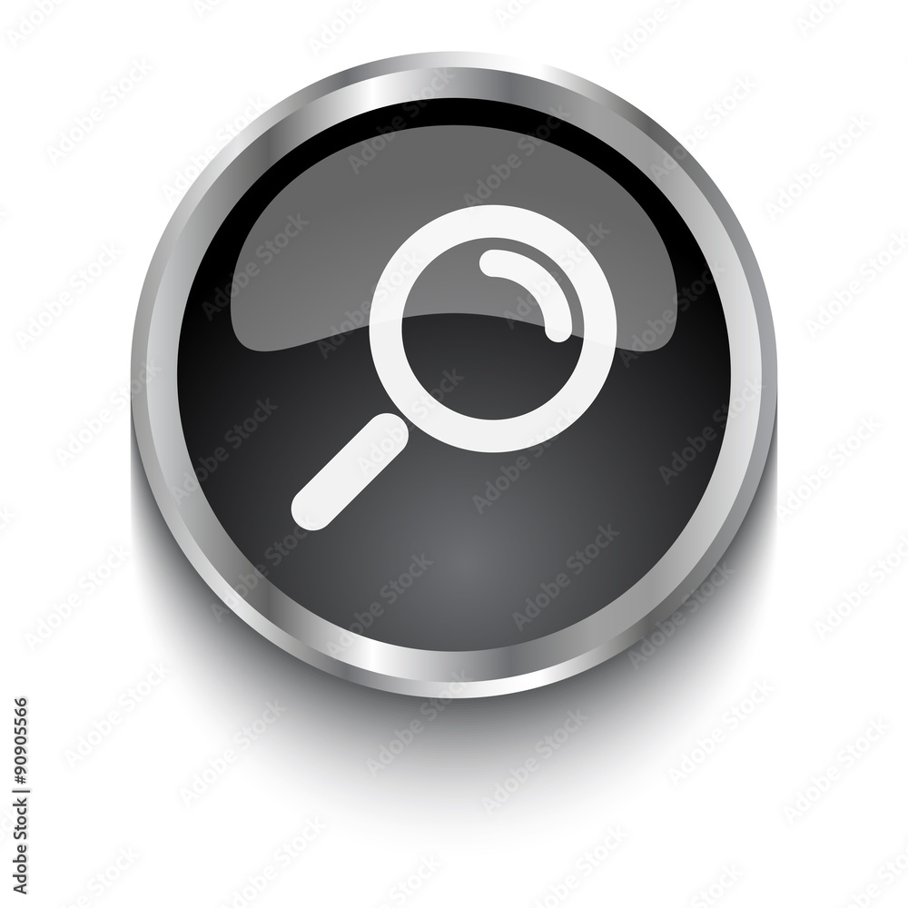 White Magnifying Glass symbol on black web button White Magnifying Glass symbol on black web button