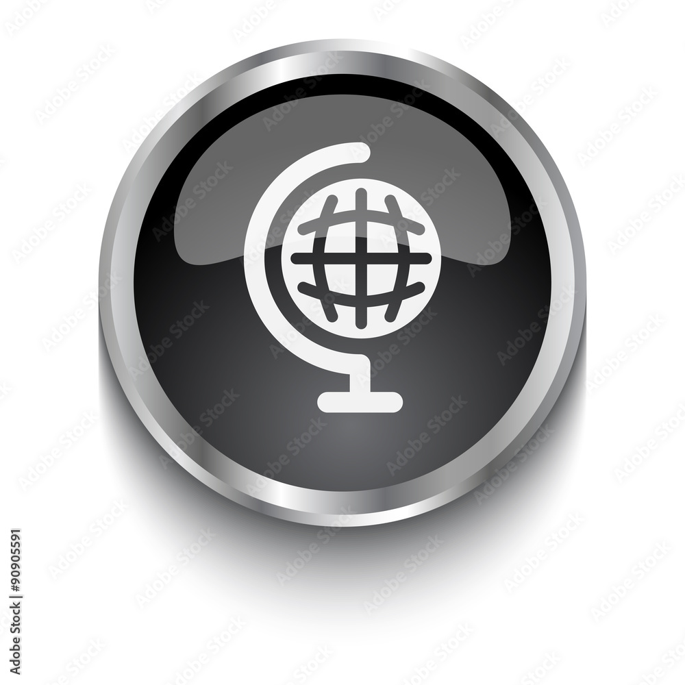 White Earth Globe symbol on black web button White Earth Globe symbol on black web button