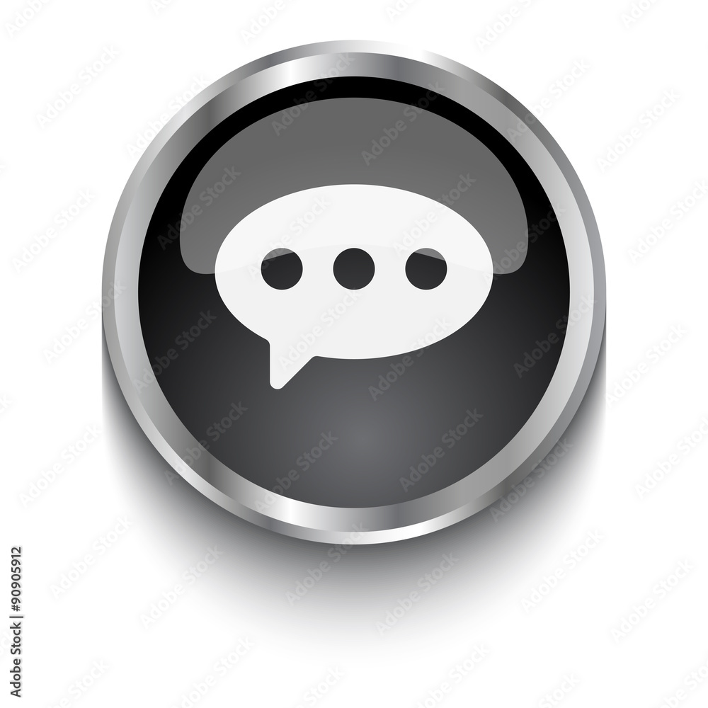 Fototapeta premium White Comment symbol on black web button