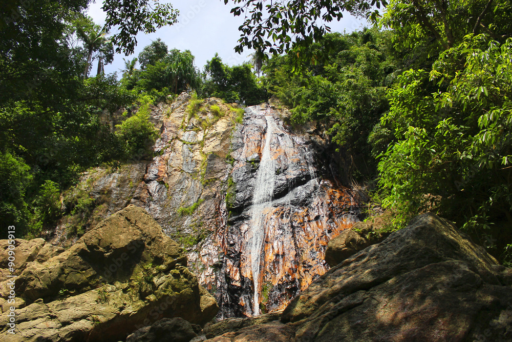 The beautiful waterfall of Koh Samui in Thailand