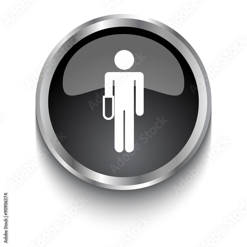 White Hand symbol on black glossy web button