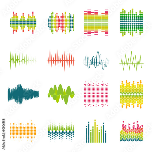 Equalizer flat icons set 