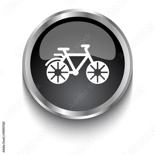 White Bicycle symbol on black web button