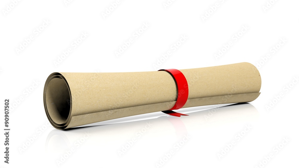 Scroll with red ribbon,isolated on white background. Scroll with red ribbon,isolated on white background.