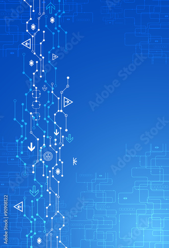 Abstract blue digital communication technology background.