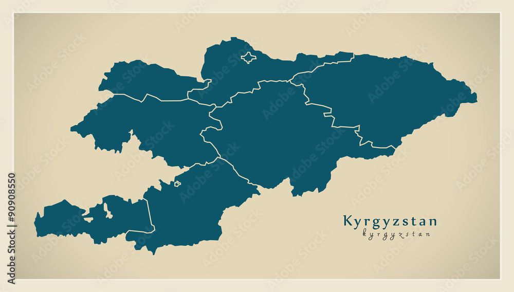 Modern Map - Kyrgyzstan with provinces KG