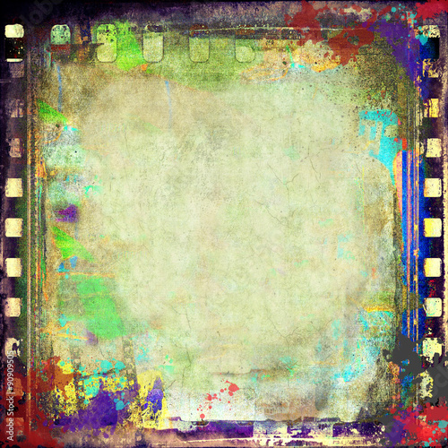 Grunge colorful film strip frame or background
