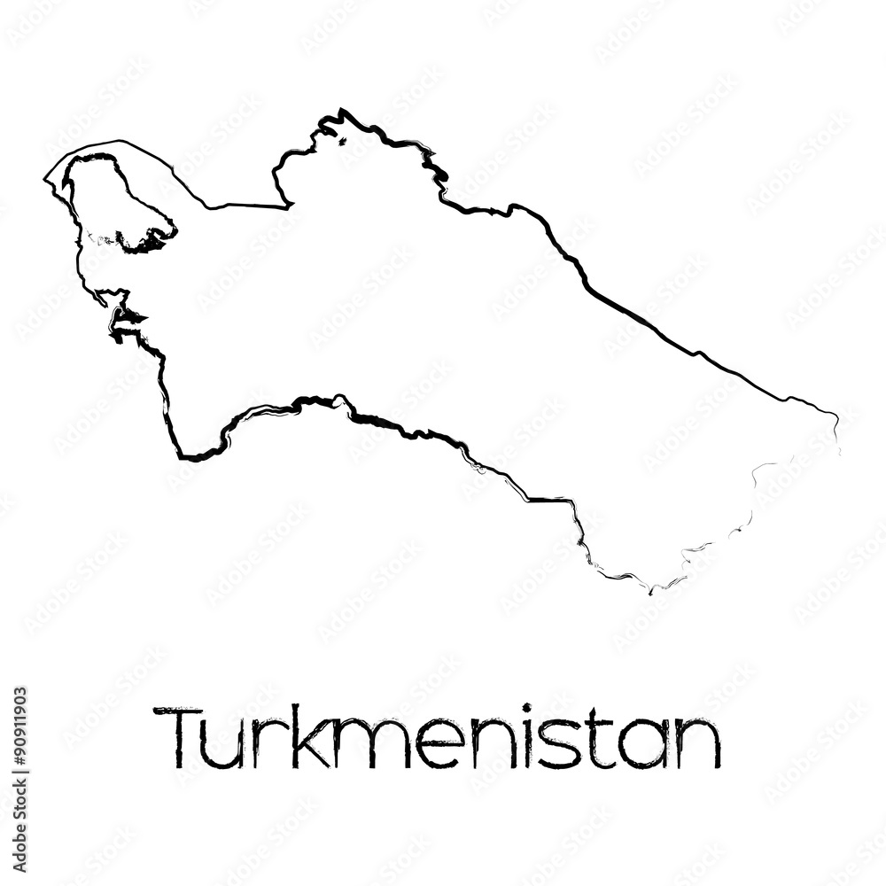 Scribbled Shape of the Country of Turkmenistan
