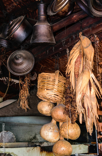 Vintage metal utensils. Yoruk Park. Kemer. Turkey photo