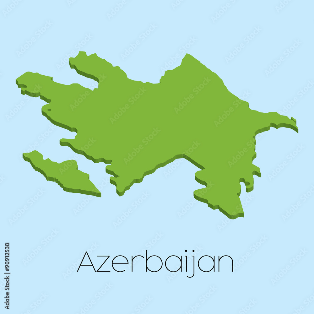 3D map on blue water background of Azerbaijan