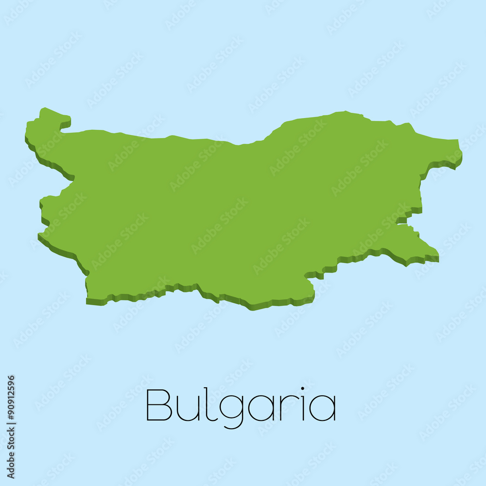 3D map on blue water background of Bulgaria
