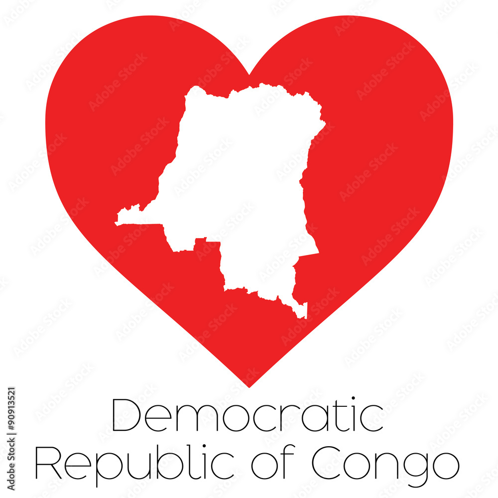 Heart illustration with the shape of Democratic Republic of Cong