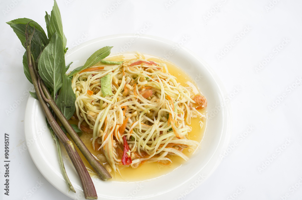 papaya salad thai tradition healthy vegetable concept