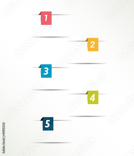 Square simply color numbered bookmarks. Infographics elements.