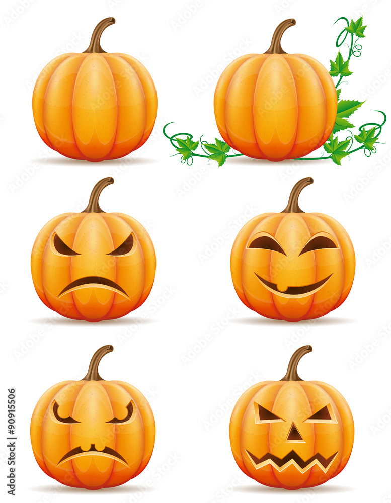 set icons halloween pumpkin vector illustration set icons halloween pumpkin vector illustration