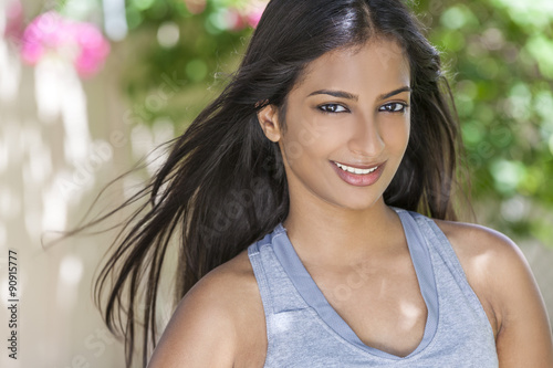 Smiling Indian Asian Woman Girl in Health   Fitness Clothing