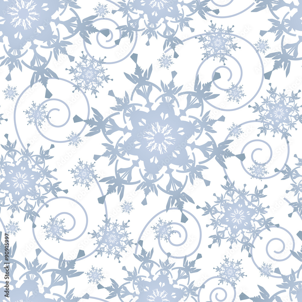 Winter festive seamless pattern with snowflakes