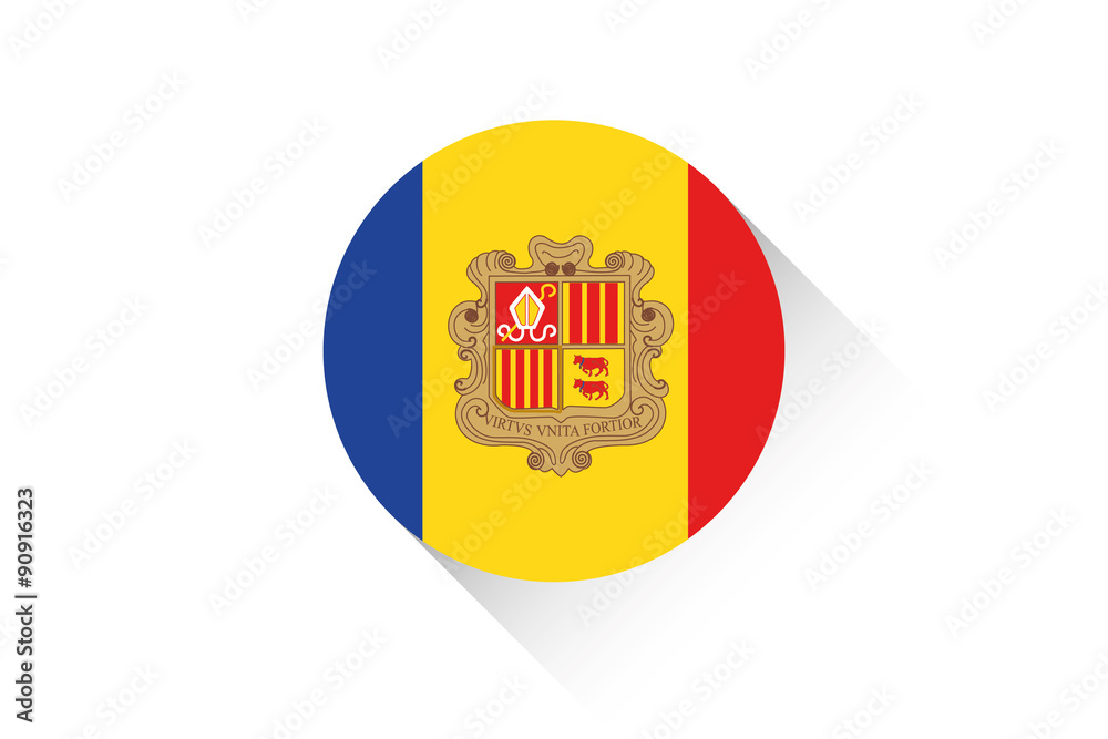 Round flag with shadow of Andorra Round flag with shadow of Andorra