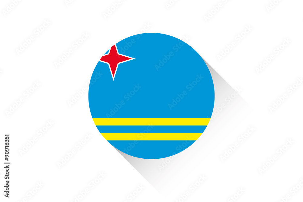 Naklejka premium Round flag with shadow of Aruba