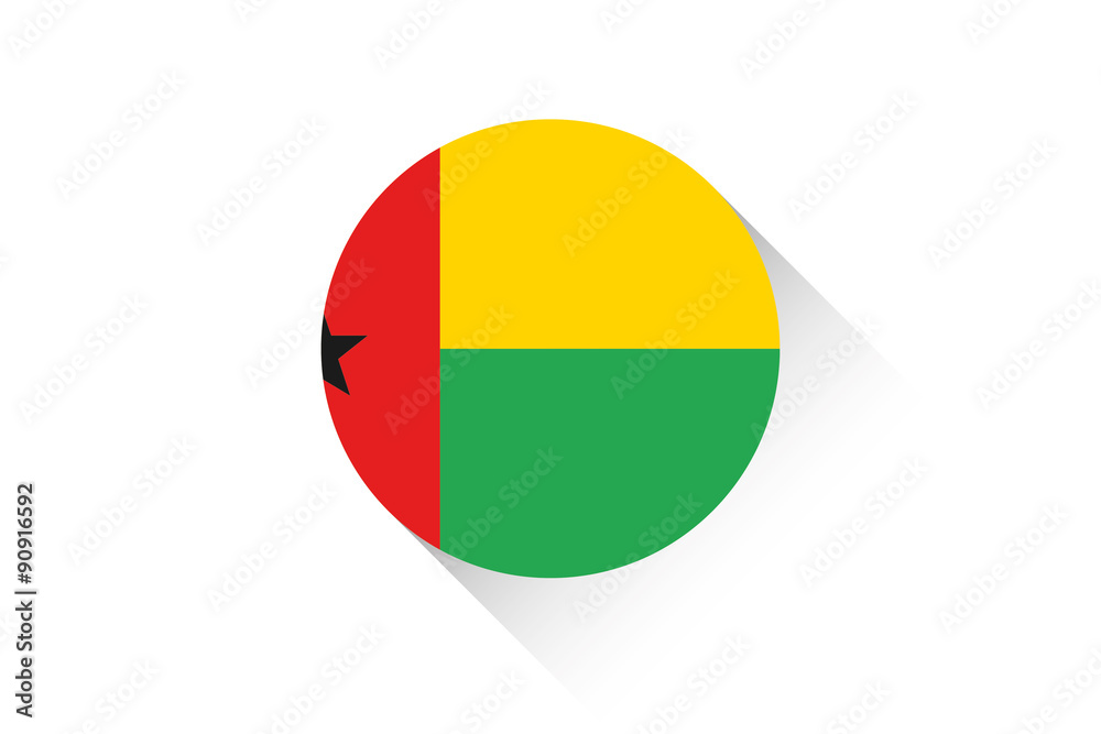Round flag with shadow of Guinea Bissau