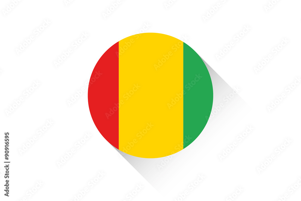 Round flag with shadow of Guinea Round flag with shadow of Guinea