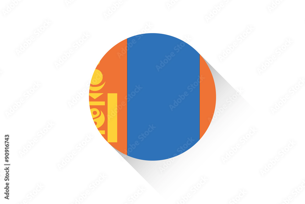 Fototapeta premium Round flag with shadow of Mongolia