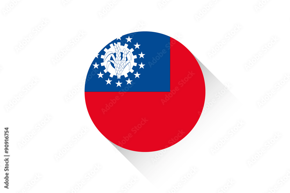 Round flag with shadow of Myanmar Round flag with shadow of Myanmar