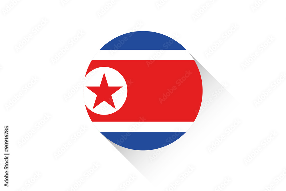 Round flag with shadow of North Korea