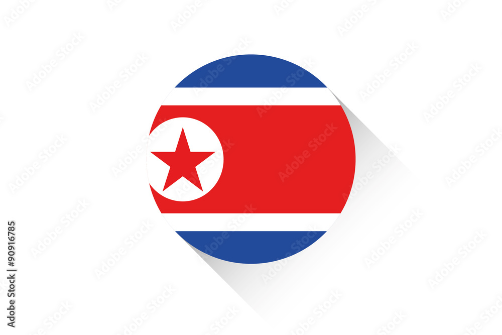 Round flag with shadow of North Korea Round flag with shadow of North Korea