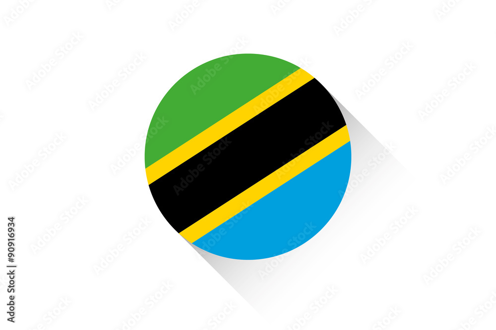 Round flag with shadow of Tanzania