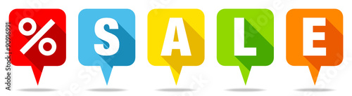 Speechbubbles "SALE" Percentsign Color