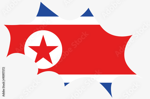 Explosion wit the flag of North Korea