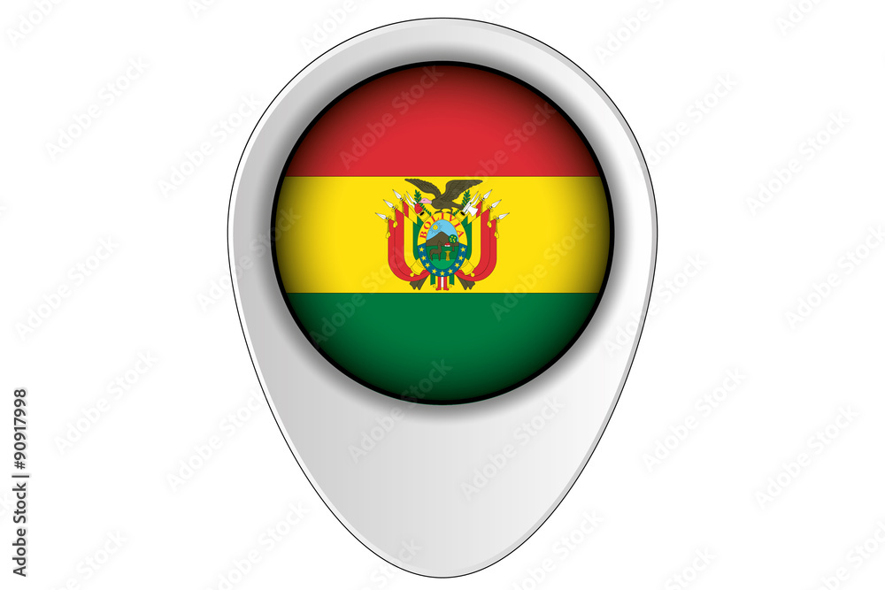 3D Map Pointer Flag Illustration of the country of Bolivia 3D Map Pointer Flag Illustration of the country of Bolivia