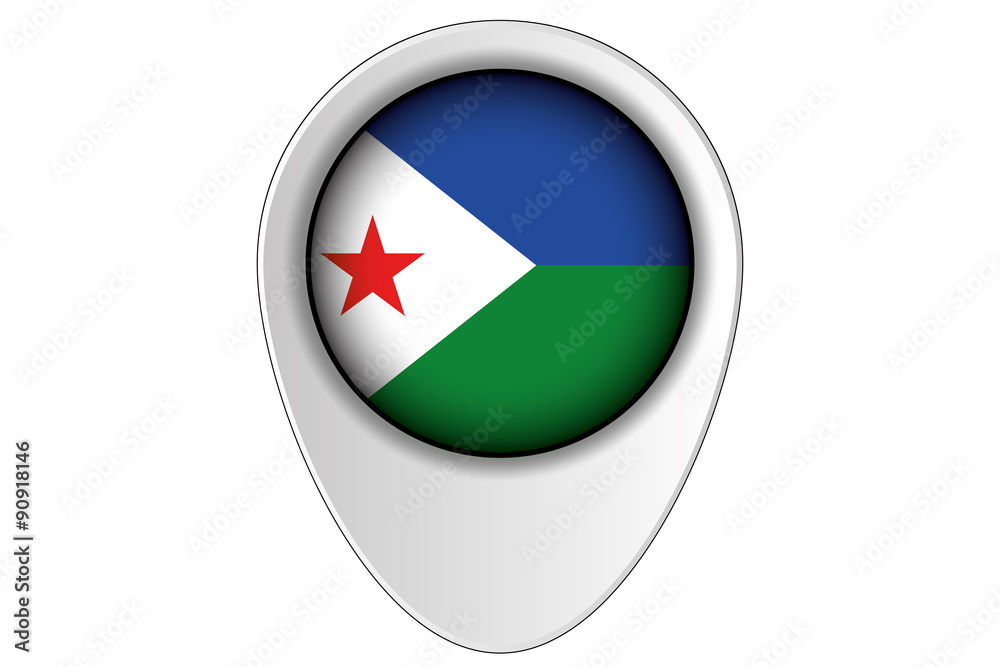 3D Map Pointer Flag Illustration of the country of Djibouti 3D Map Pointer Flag Illustration of the country of Djibouti