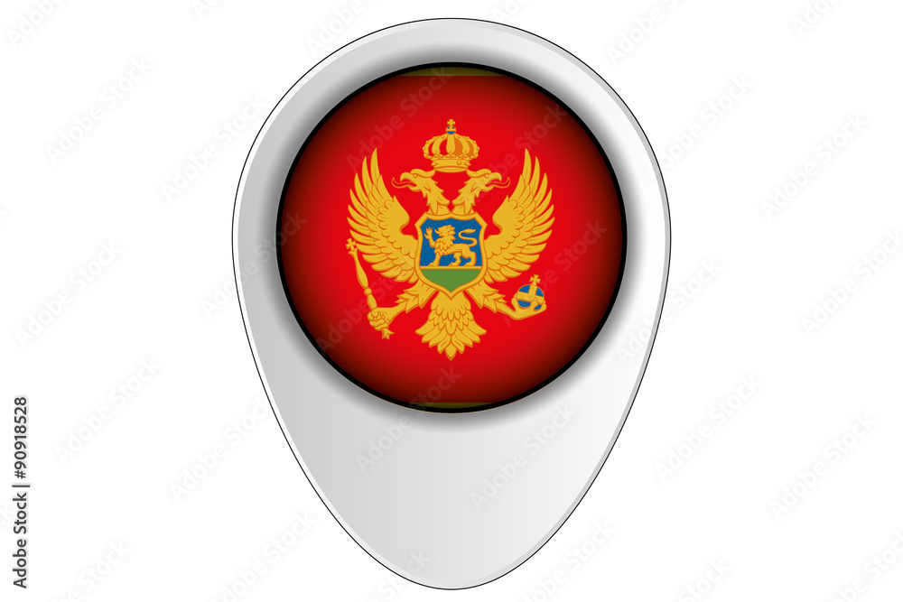 3D Map Pointer Flag Illustration of the country of Montenegro 3D Map Pointer Flag Illustration of the country of Montenegro