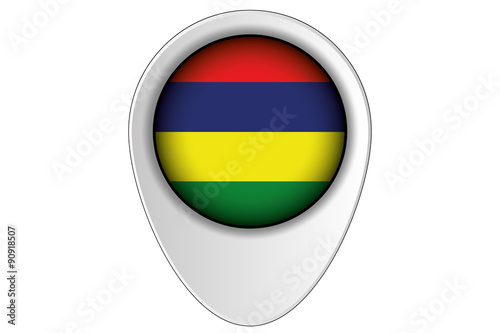 3D Map Pointer Flag Illustration of the country of  Mauritius