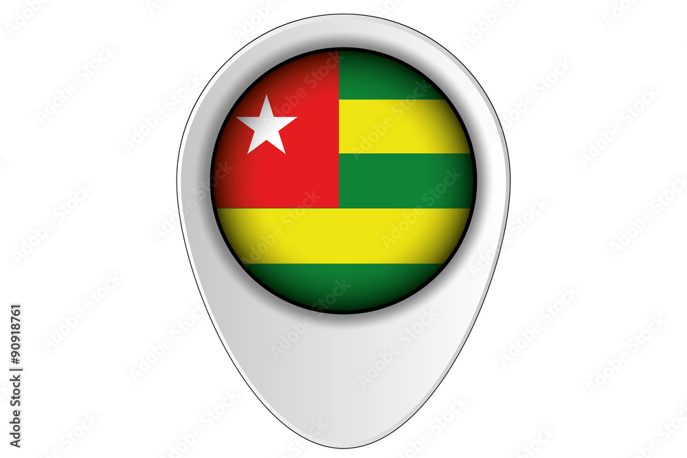 3D Map Pointer Flag Illustration of the country of  Togo
