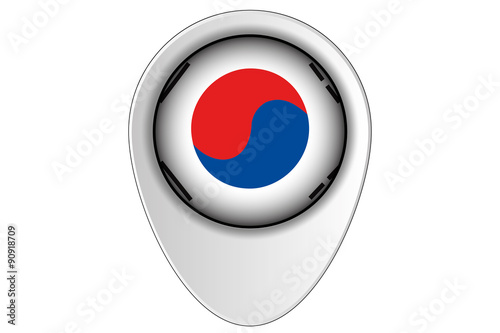 3D Map Pointer Flag Illustration of the country of  South Korea