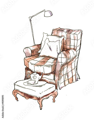 Interior fragment sketch. Vector illustration.