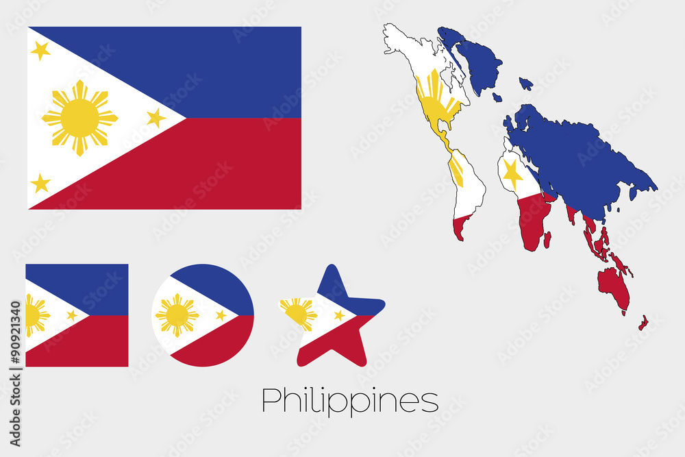 Multiple Shapes Set with the Flag of Philippines Multiple Shapes Set with the Flag of Philippines
