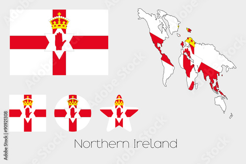 Multiple Shapes Set with the Flag of Northern Ireland