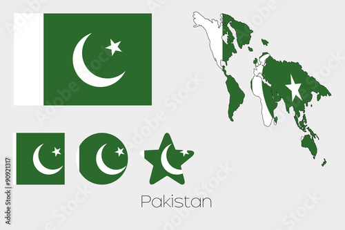 Multiple Shapes Set with the Flag of Pakistan