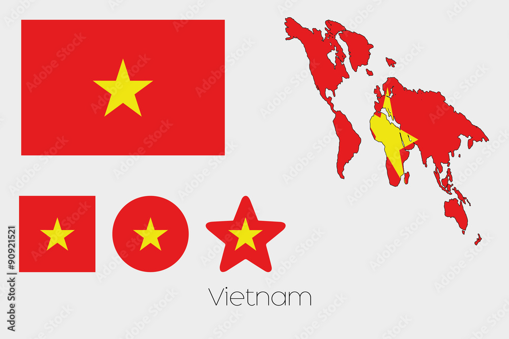 Multiple Shapes Set with the Flag of Vietnam